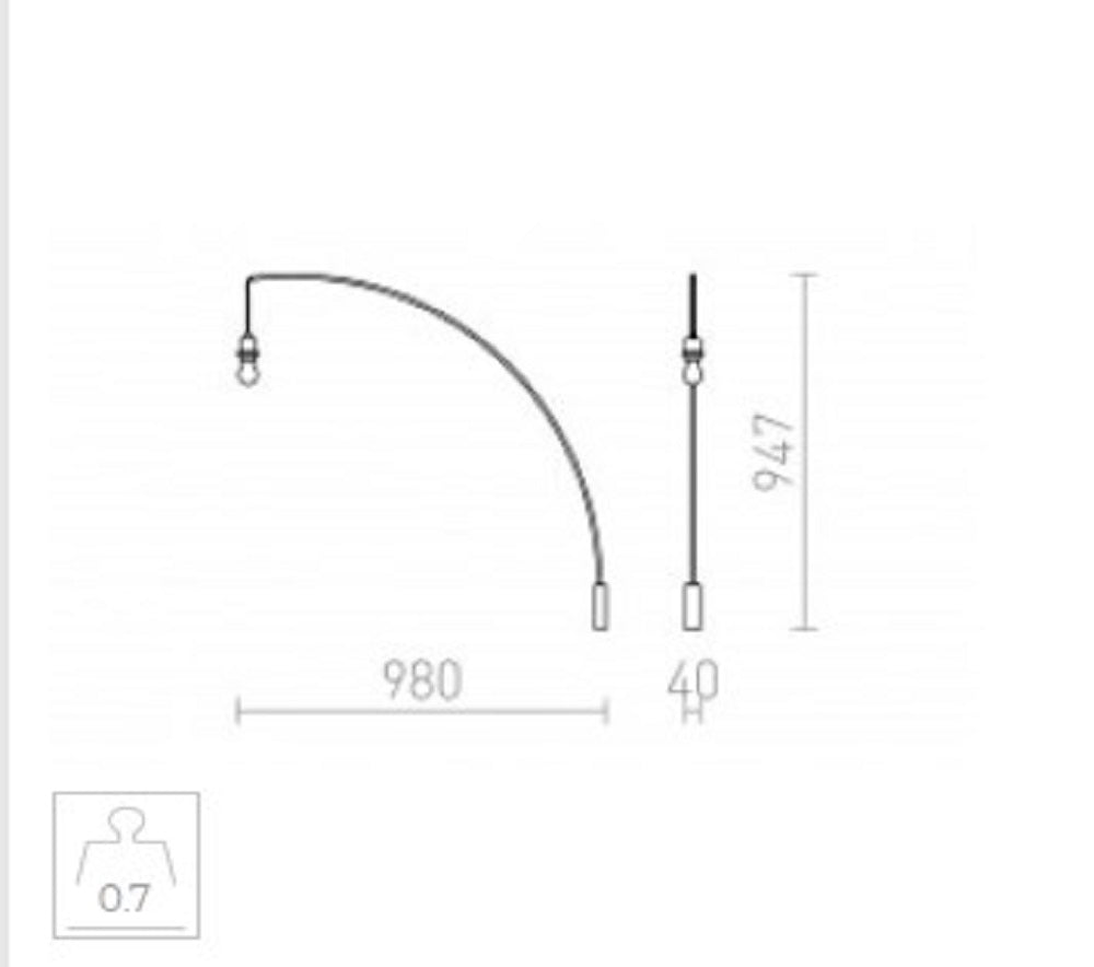 Asta lampada BEND da parete con arco di base nichel opaco 230V E27 42W