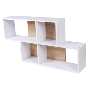 Libreria Scaffale Parete 4 Mensole Ripiani Design Moderno Legno Quercia Bianco