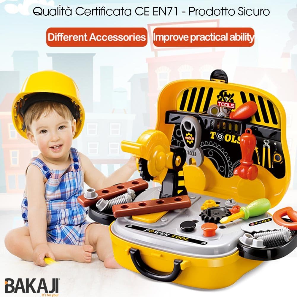 Valigetta Attrezzi Giocattolo Bambini con Accessori Fai da Te Portatile 31 pz