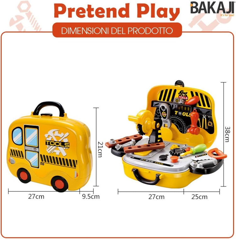 Valigetta Attrezzi Giocattolo Bambini con Accessori Fai da Te Portatile 31 pz