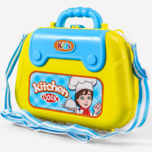 Valigetta Cucina Giocattolo Bambini con Fornello 20 Accessori Gioco e Tracolla