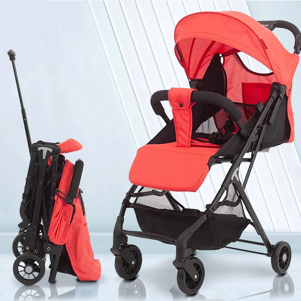 Passeggino Pro Ultra Leggero Rosso Chiusura Facilitata Salvaspazio Portata 15 kg