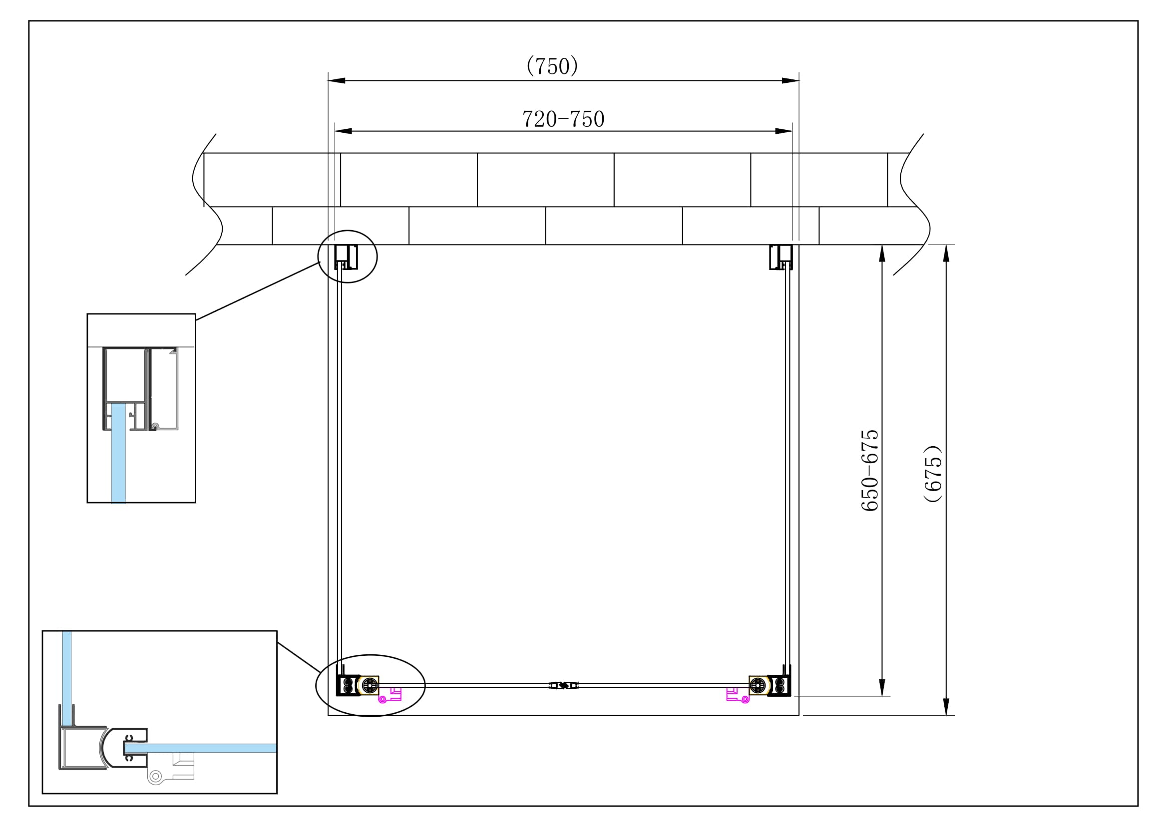 Porta battente Saloon  + 2 lati fissi box doccia 6 mm cromo 2 FISSE  65-67,5 + SALOON 72-75 