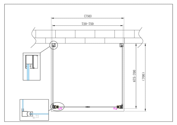 Porta battente Saloon  + 2 lati fissi box doccia 6 mm cromo 2 FISSE 67,5-70 + SALOON 72-75 