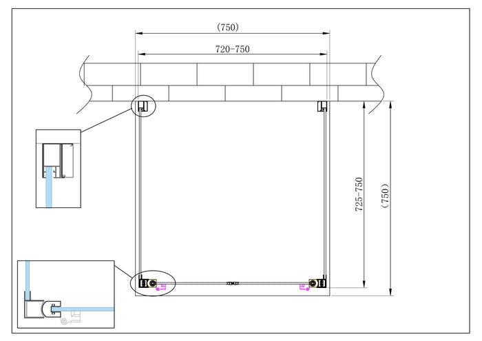 Porta battente Saloon  + 2 lati fissi box doccia 6 mm cromo 2 FISSE 72,5-75 + SALOON 72-75 