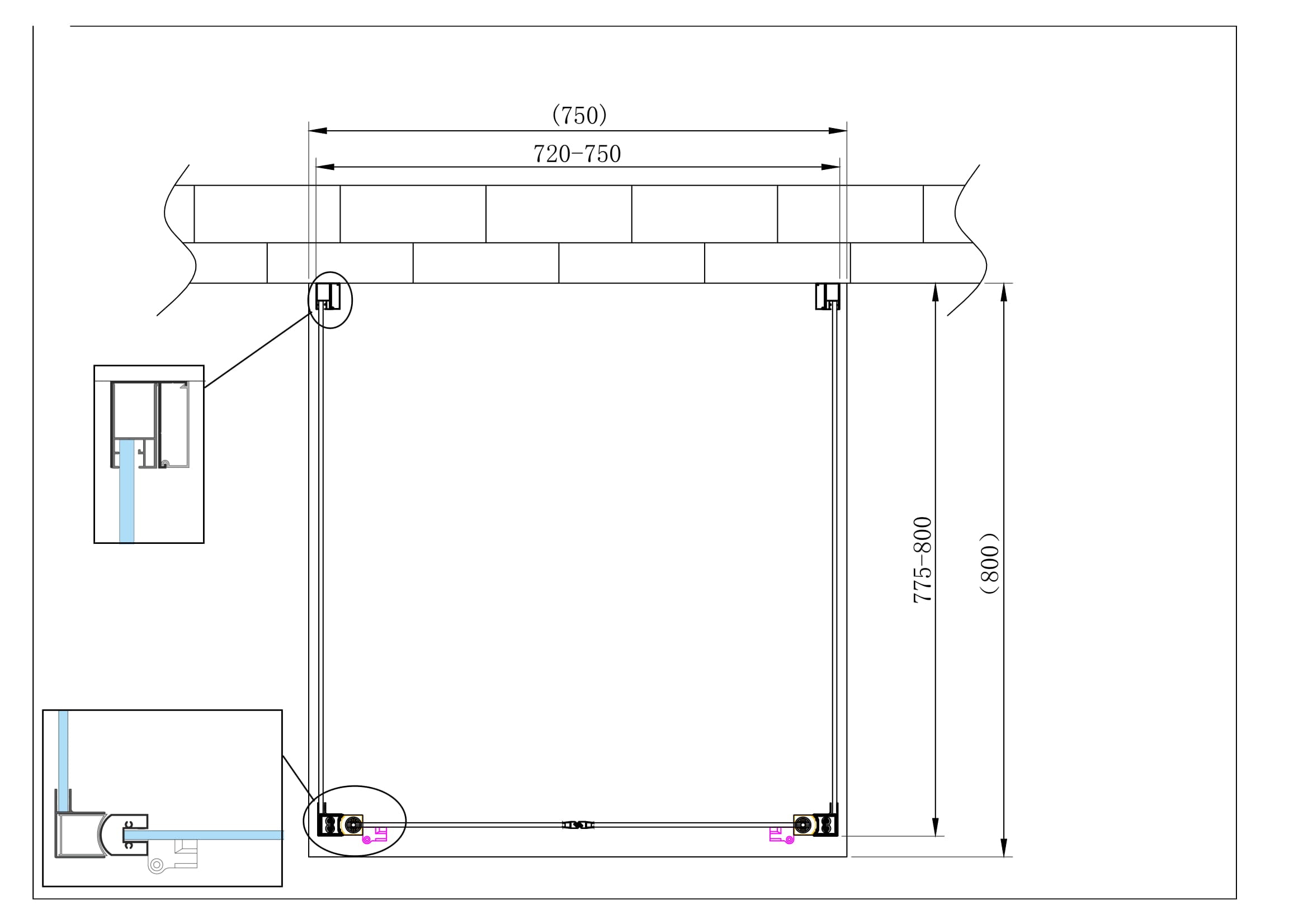 Porta battente Saloon  + 2 lati fissi box doccia 6 mm cromo 2 FISSE 77,5-80 + SALOON 72-75 