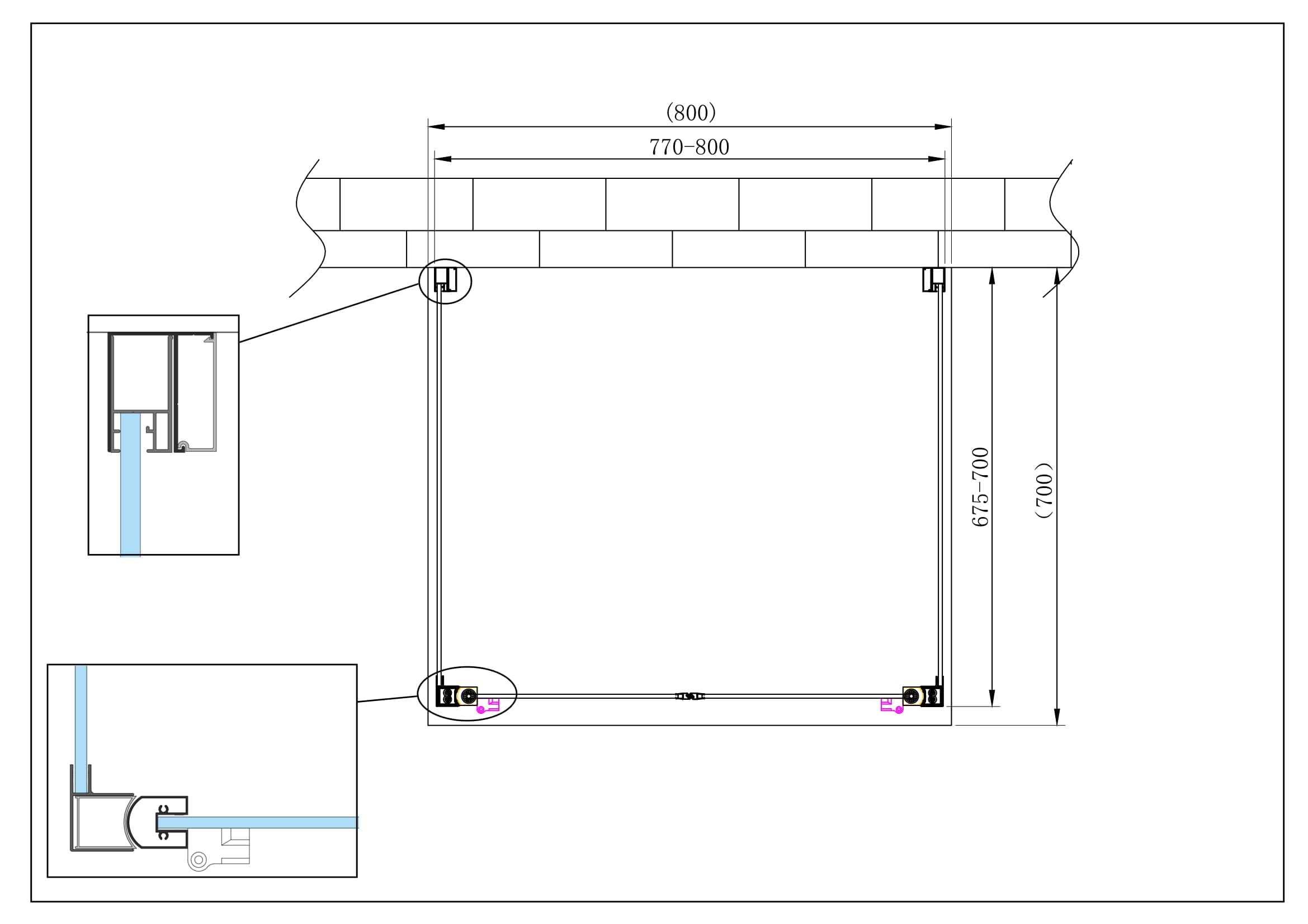 Porta battente Saloon  + 2 lati fissi box doccia 6 mm cromo 2 FISSE 67,5-70 + SALOON 77-80 