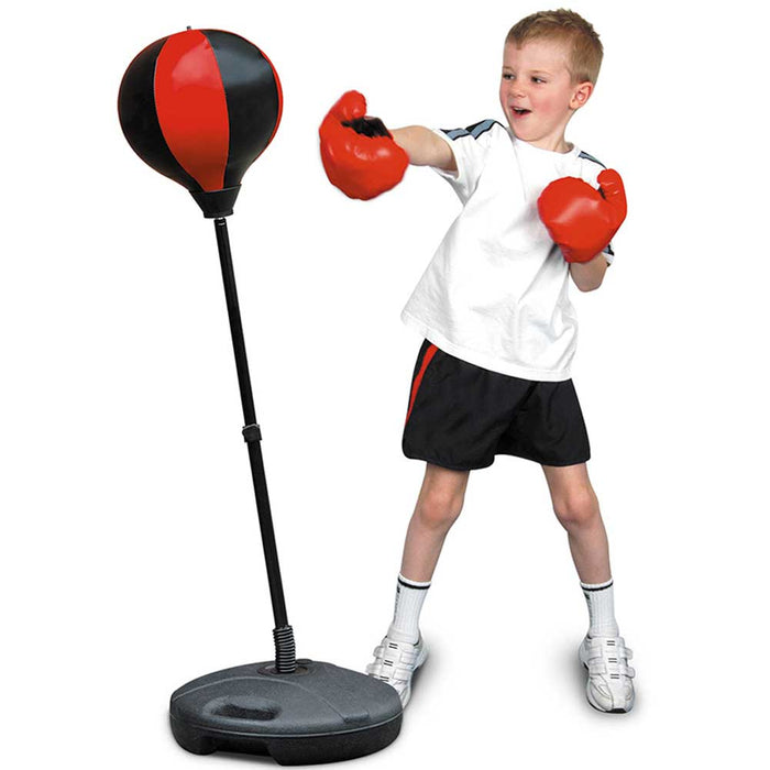 Set Boxe Giocattolo per Bambini H80-100 cm con Sacco da Pugilato da Terra e Guantoni