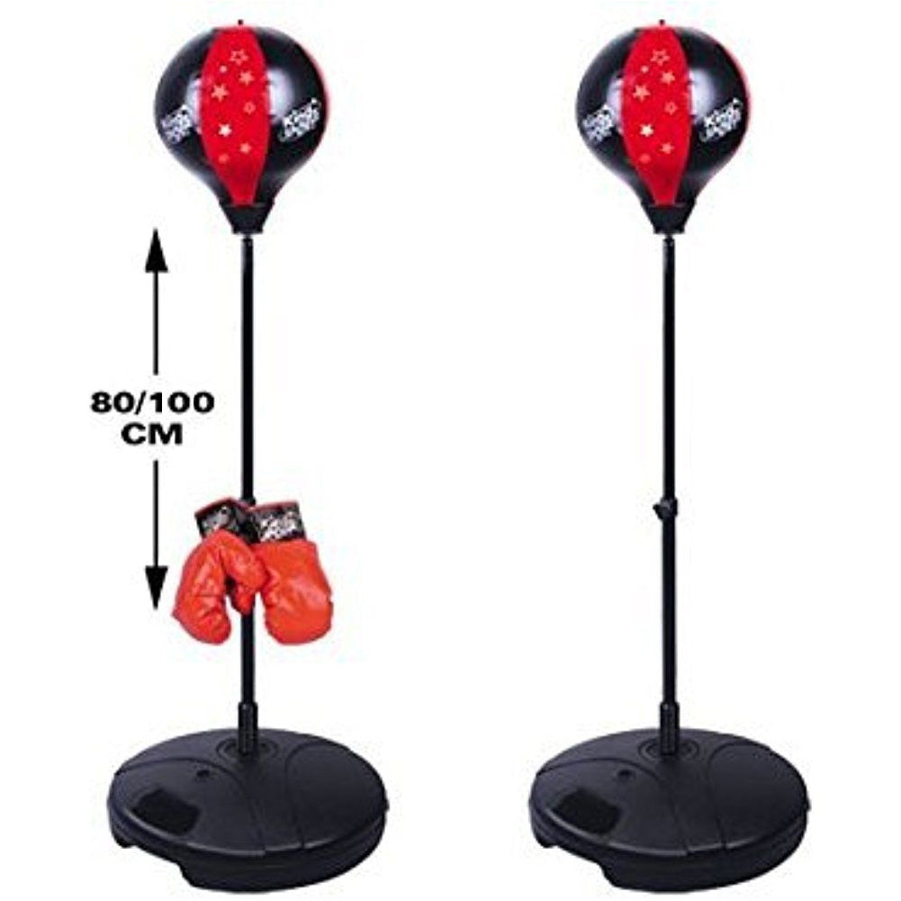 Set Boxe Giocattolo per Bambini H80-100 cm con Sacco da Pugilato da Terra e Guantoni