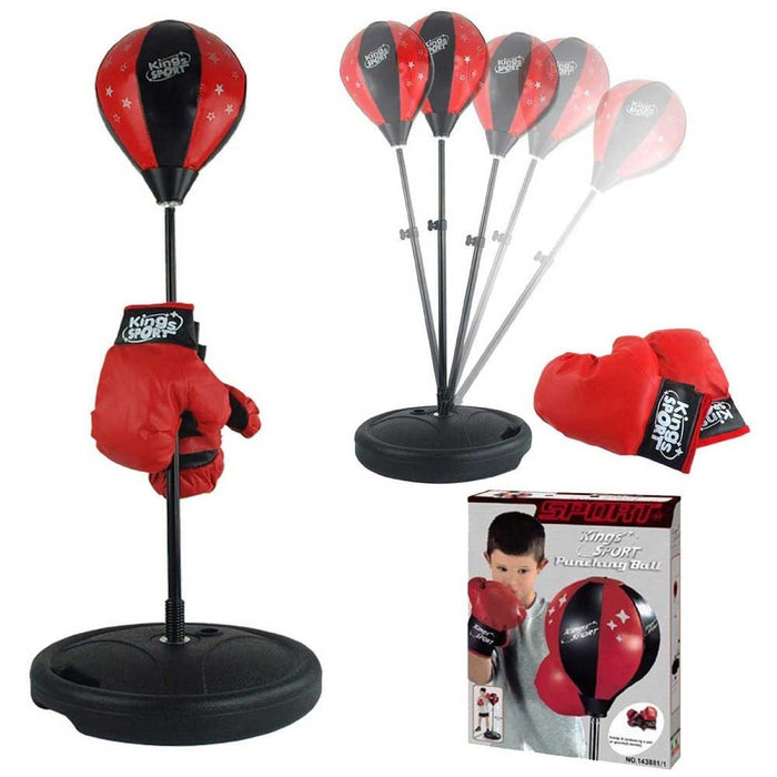 Set Boxe Giocattolo per Bambini H80-100 cm con Sacco da Pugilato da Terra e Guantoni