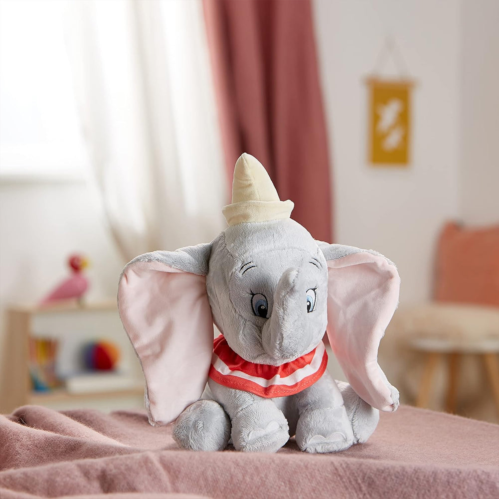 Pupazzo Dumbo Morbido Peluche con Maglia a Righe Rossa Personaggio Disney 35 cm