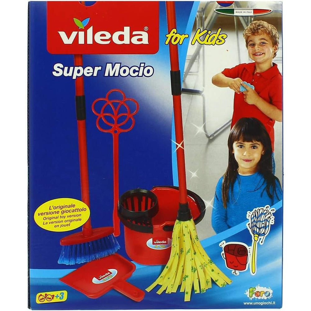 Set Pulizia Vileda for Kids Scopa Paletta Battipanni Secchio e Mocio Idea Regalo