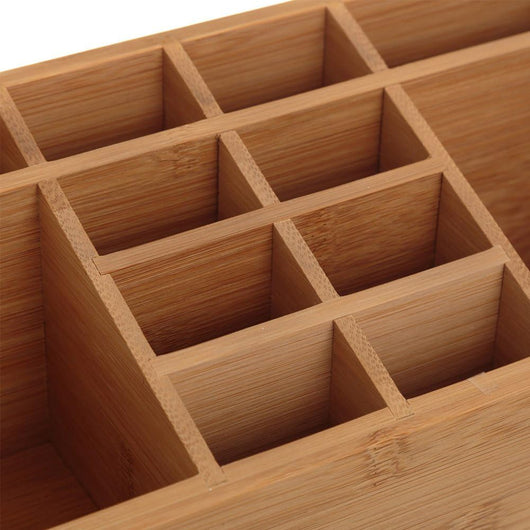 Organizer Portaoggetti Da Scrivania in Legno Bambu' con 12 Scomparti 25x13x10cm