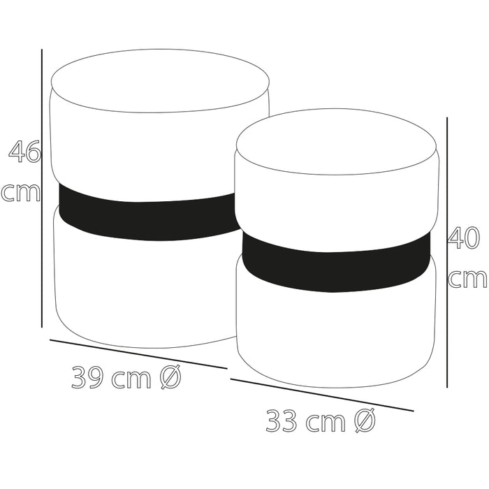 Set 2 Pouf Contenitore Rotondo Tortora Sgabello Poggiapiedi Capiente e Imbottito