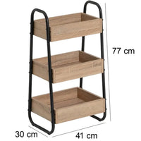 Mobiletto Portatutto Multiuso a 3 ripiani Scaffalatura in Legno Urban 41x30x77cm