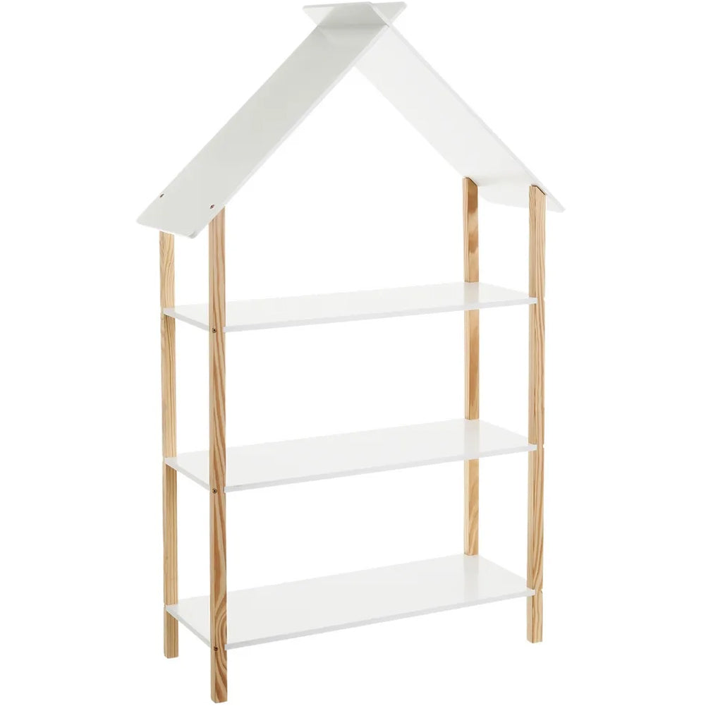 Libreria Montessoriana per Bambini a Forma di Casa Scaffale 3 Ripiani 79x30x131cm