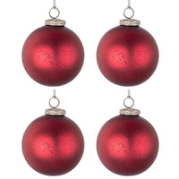 Palline di Natale in Vetro Rosso Opaco Strass Elegantia Bizzotto Diametro: 100 mm