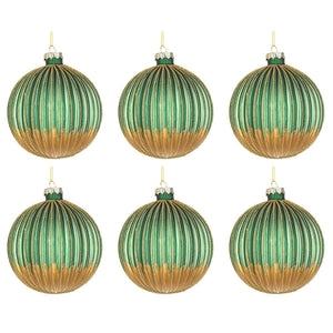 Pallina di Natale in Vetro Verde Oro Lurex Dorato Modish Diametro: 80 mm