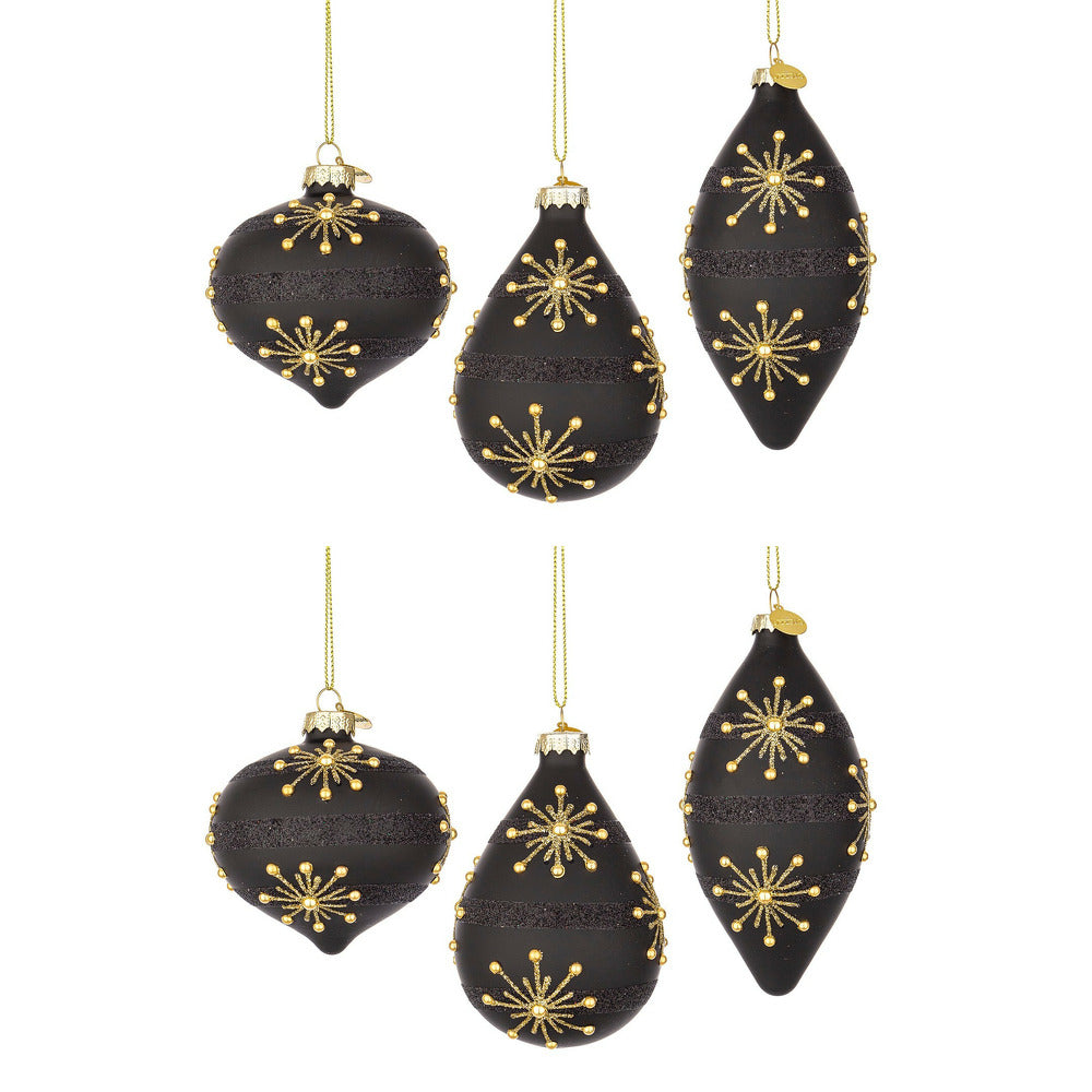 Pendaglio Natale in Vetro Nero Oro Elegantin Lurex Glimmer