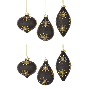 Pendaglio Natale in Vetro Nero Oro Elegantin Lurex Glimmer