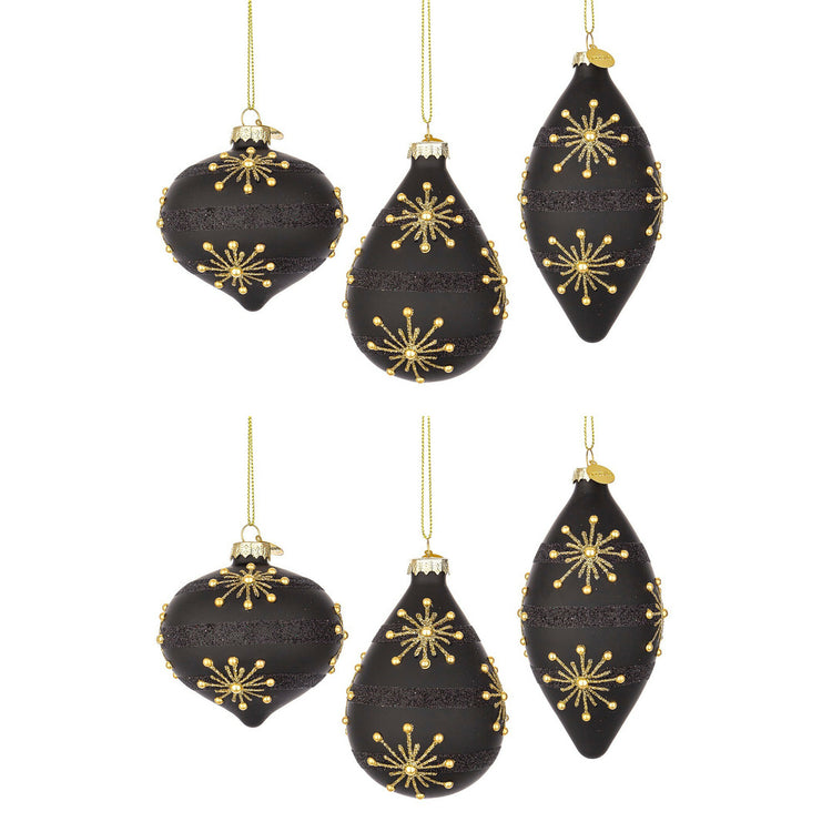 Pendaglio Natale in Vetro Nero Oro Elegantin Lurex Glimmer