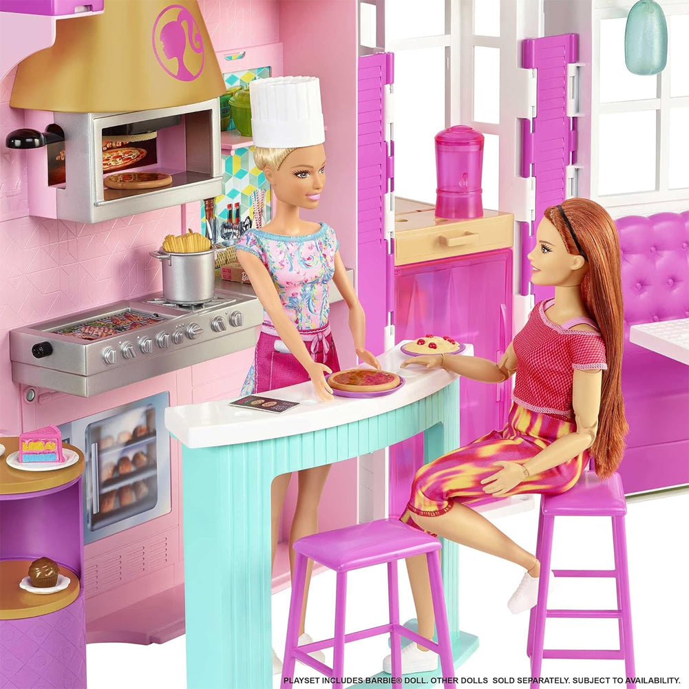 Barbie Playset Il Ristorante con Oltre 30 Accessori da Cucina e 6 Aree da Gioco