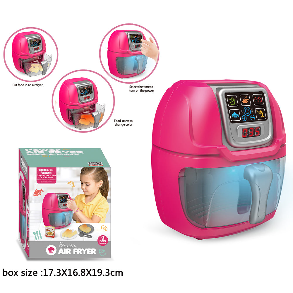 Friggitrice ad Aria Giocattolo per Bambini Rosa con Accessori Playset da Cucina