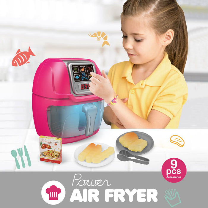 Friggitrice ad Aria Giocattolo per Bambini Rosa con Accessori Playset da Cucina