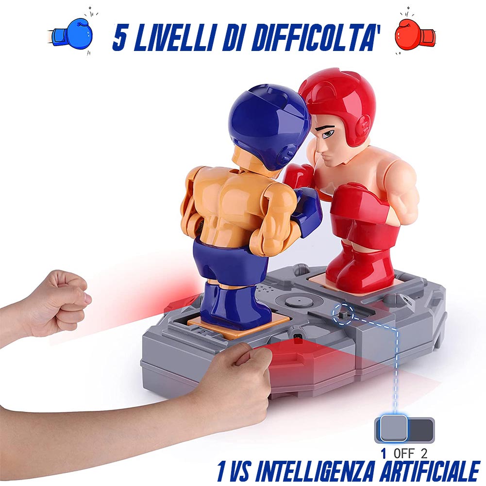 Giocattolo Elettrico Boxe Pugili Pugilato Combattimento per Bambini Interattivo