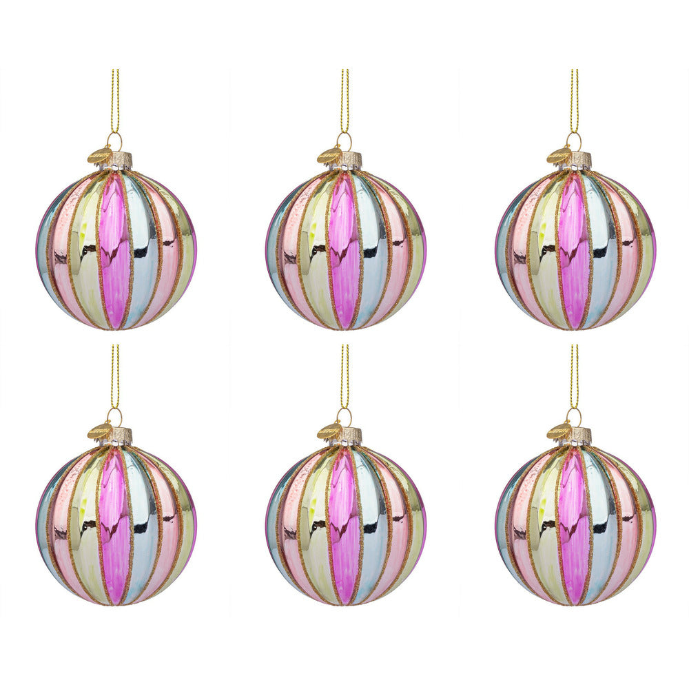 Pallina Natale in Vetro Arcobaleno Multicolor Oro Lurex