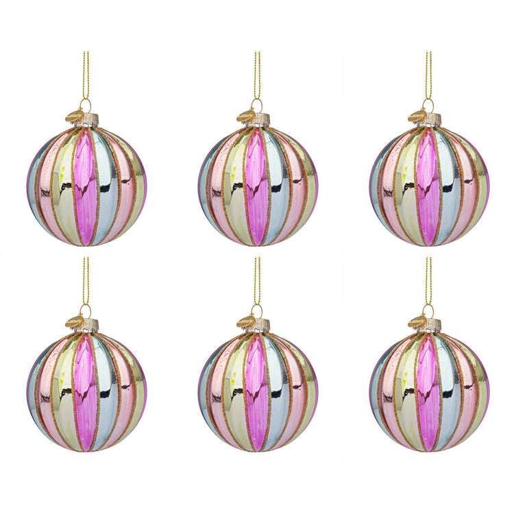 Pallina Natale in Vetro Arcobaleno Multicolor Oro Lurex