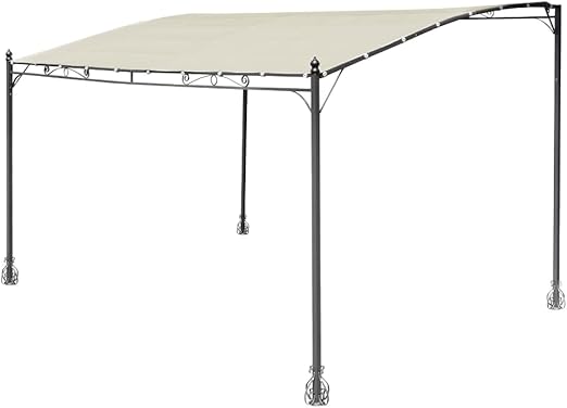 Pergola da parete 3×2,5mt gazebo in ferro con telo ecrù 180gr poliestere Tomaino