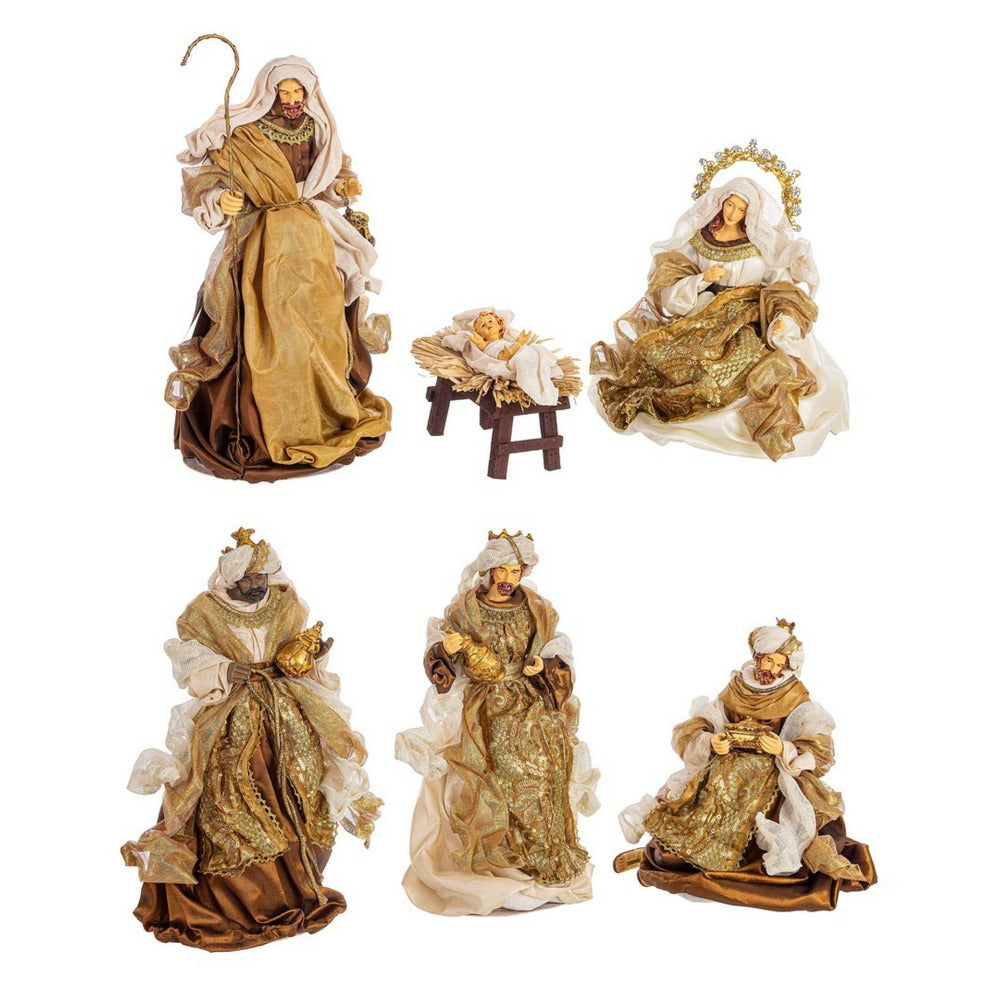 Statuine Presepe Natività e Re Magi Tessuto Elegante 38 cm