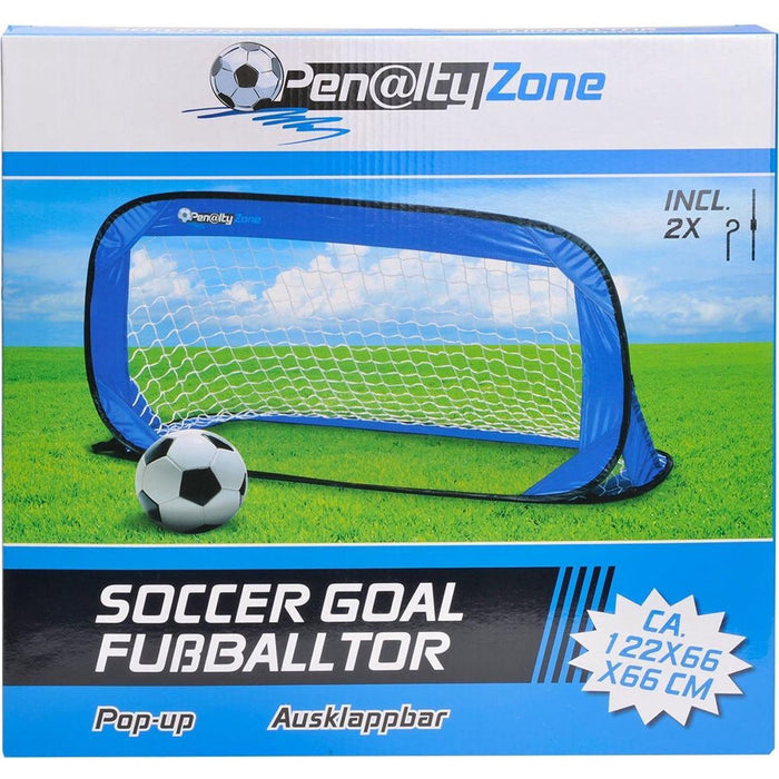 Porta Da Calcio Apertura Pop-Up 122x66cm Sport Esterno Calcetto Blu Penalty Zone