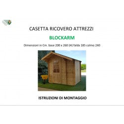 Casetta Ricovero Attrezzi da Giardino in Legno, Sistema Block House, Doghe Spessore 28 mm. Modello BLOCKARM