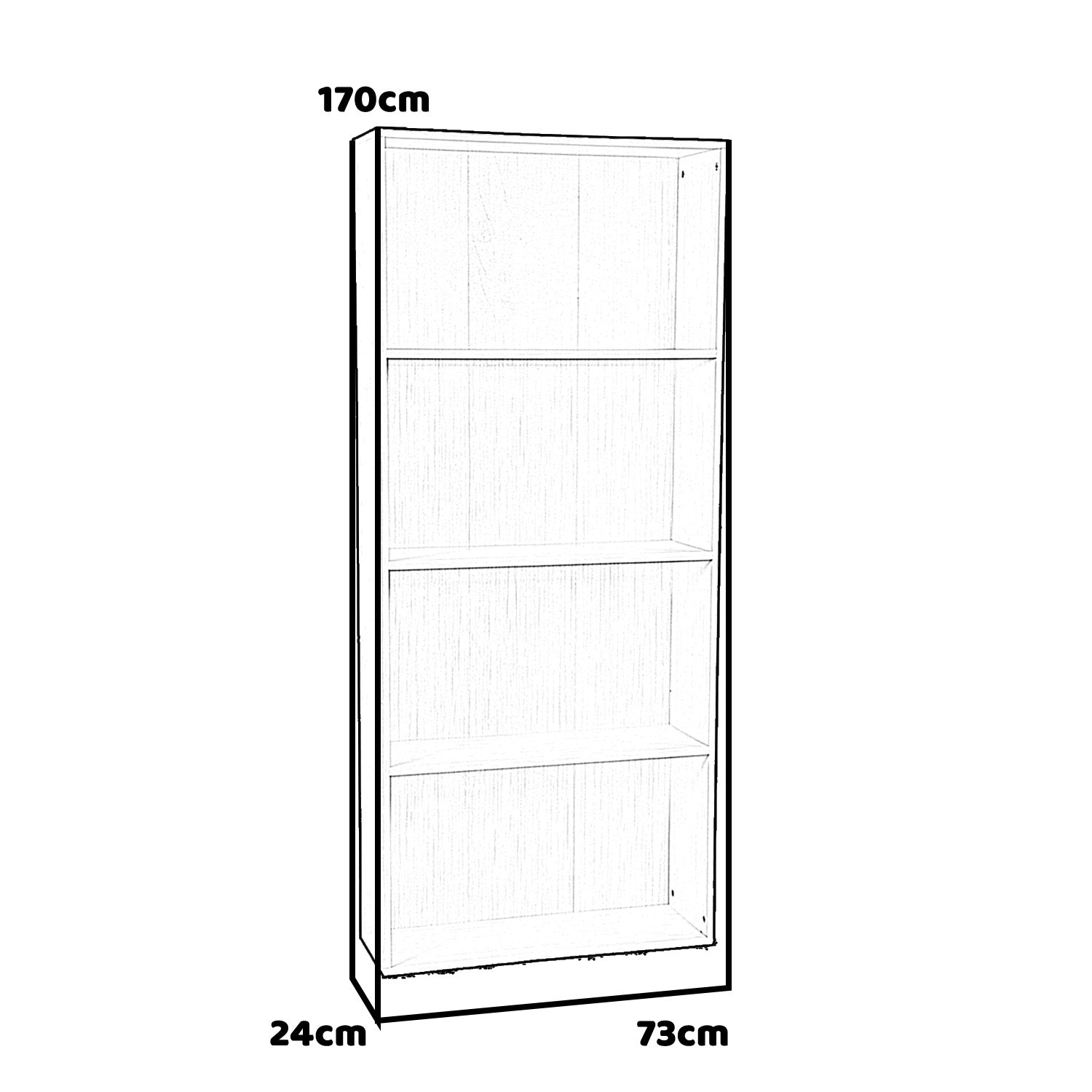 Beth - libreria in legno a 4 ripiani -  73x24x170h cm bianco