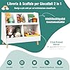 Libreria per Bambini a 5 Cubi, Scaffale Portagiochi a 2 Livelli con Gambe in Legno e Kit Antiribaltamento, per Stanza dei Giochi Camera da Letto, 80x35x71 cm