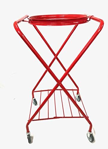 ANDRYS - Carrello Porta Sacco a X, Pieghevole, con Elastico Reggi Sacco, in Ferro, Verniciato, Colore Rosso, 50 x 50 x 99 cm