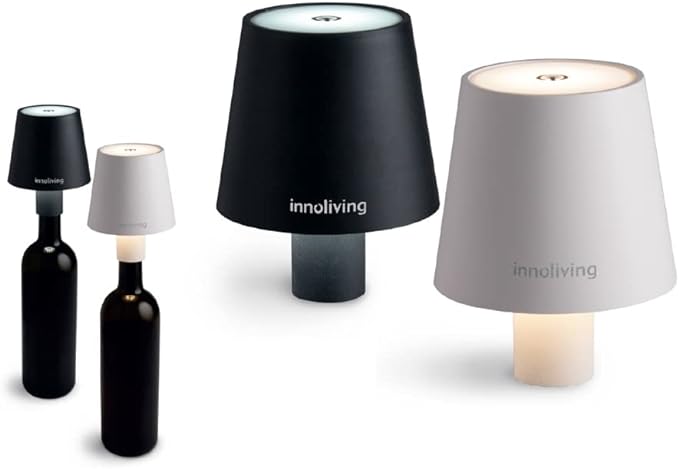 Innoliving lampada LED per bottiglia INN-290B ricaricabile in 4 ore, da tavolo, senza fili touch e dimmerabile, per interni ed esterni, luca naturale 4000K, luca fredda 6000K e calda 3000K