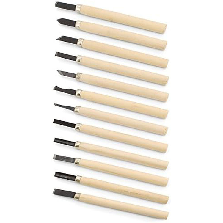 SET 12 PZ SGORBIE PER INTAGLIO SCALPELLI UTENSILI LEGNO FALEGNAME KREATOR KRT461002