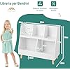 Libreria per Bambini a 5 Cubi, Scaffale Portagiochi a 2 Livelli con Gambe in Legno e Kit Antiribaltamento, per Stanza dei Giochi Camera da Letto, 80x35x71 cm