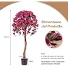 Pianta Finta Artificiale da 135 cm, Albero di Rododendro Artificiale con Supporto in Cemento, 288 Foglie in Tessuto e 576 Fiori, Ideale per Casa e Negozio, Rosso