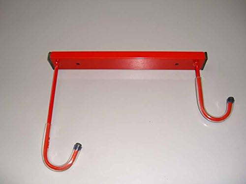 ANDRYS - Rastrelliera Porta Biciclette a Soffitto 2 Posti, con Tappi in Pvc Neri, in Acciaio, Verniciato, Colore Rosso, 35 x 5 x 30 cm