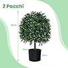 Albero di Bosso Artificiale, Pianta Finta con Foglie Resistenti ai UV, 343 Frutti Bianchi, Pianta in Vaso per Interni ed Esterni per Casa, Ufficio e Veranda