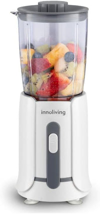 Innoliving Frullatore da Tavolo con Bicchiere Graduato INN-697, Potenza 300W, 4 Lame in Acciaio Inox, Capacità 500ml, Piedini Antiscivolo e Guarnizione Antigoccia