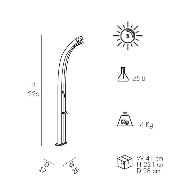 Doccia Solare Spring In Alluminio 30 Litri Con Lavapiedi Colore Blu  Cv-A120/5012