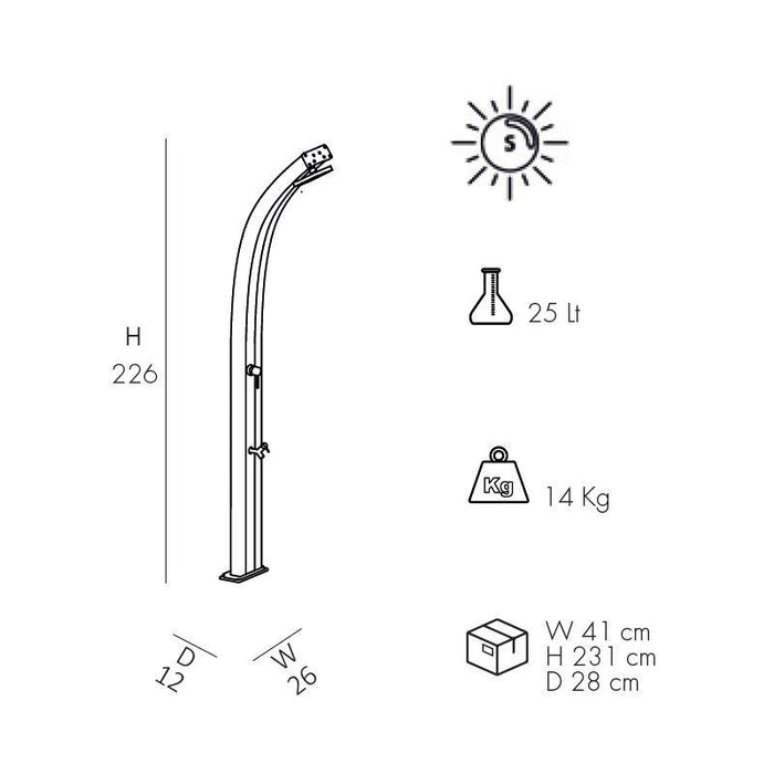 Doccia Solare Spring In Alluminio 30 Litri Con Lavapiedi Colore Blu  Cv-A120/5012