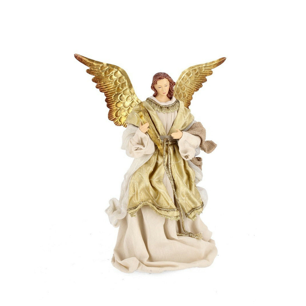 Angelo per Presepe con Lira Statuetta 36 cm Oro Puntale Albero