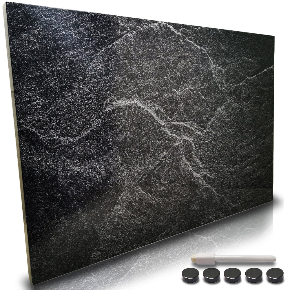 Lavagna Magnetica Stampa Marmo Nero 60x40 cm 1 Pennarello Cancellabile 5 Magneti