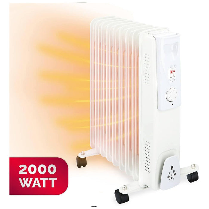 Stufa Termosifone ad Olio 9 Elementi 2000W Termostato Regolabile e Ruote Alpina